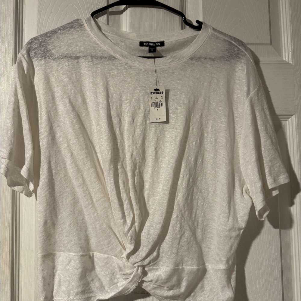 Express white Twist Knot Crop Top